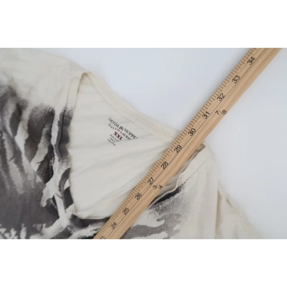 Denim & Supply Ralph Lauren T-Shirt Mens XXL Zebra Print Graphic V-Neck Cotton - Picture 9 of 9